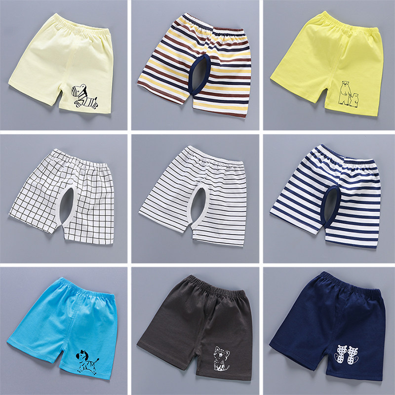 Children's open crotch pants summer slim fit 0-1 newborn baby shorts open to wear boy baby foreign pie summer dress 2 years old