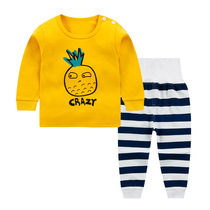 Cute childrens underwear set 1 year old baby spring and autumn baby autumn clothes autumn trousers 3 children cotton pajamas home clothes