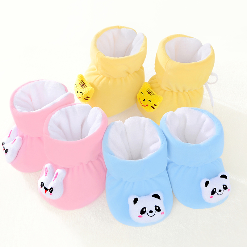 Newborn Baby Shoes Autumn Winter Cotton Shoes Soft Base Thickened Warm High Cylinder 0 Men And Women Baby Plus Suede Shoes 3-6 Months