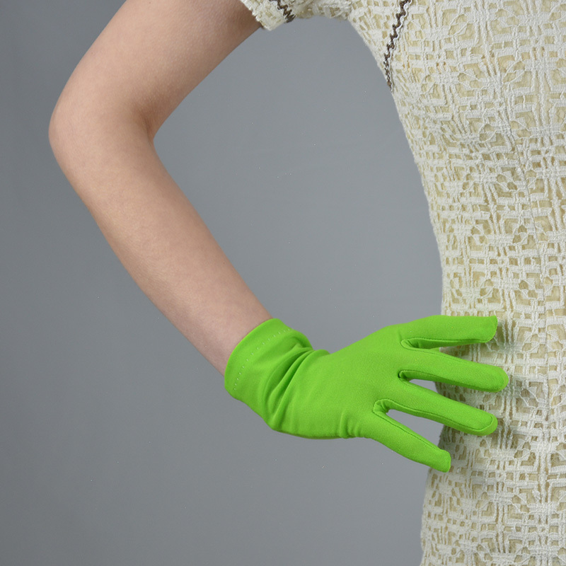 Sun Protection Gloves, Touchscreen Compatible, 22cm Short Style, Green, Women'S, High Elasticity, Ultra-Thin, Breathable, Sweat-Wicking, Summer, Driving, Mesh