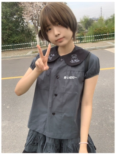 Летняя оригинальная дизайнерская рубашка, круглый воротник, короткий рукав