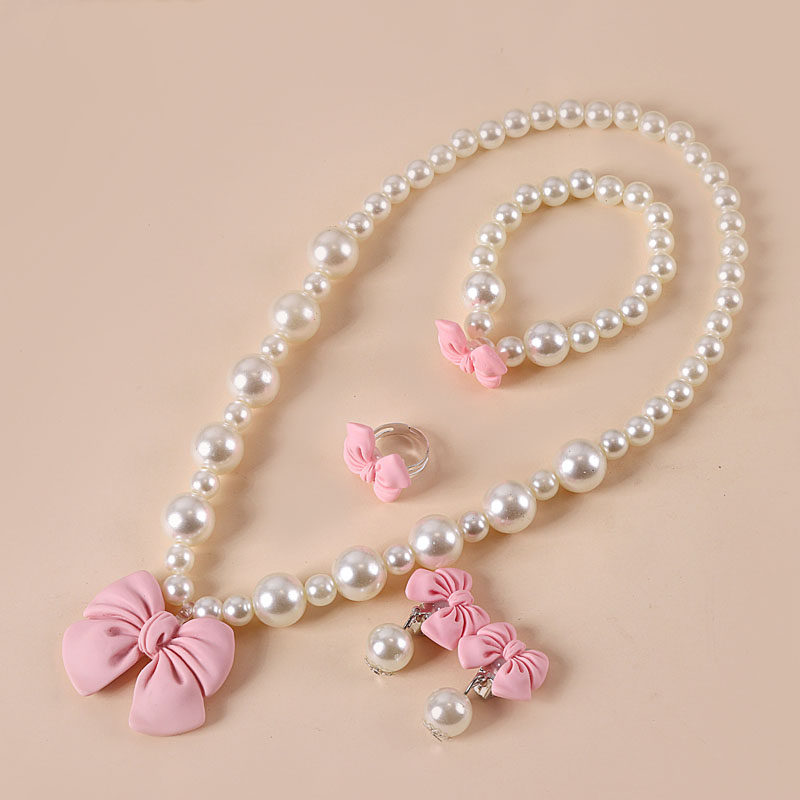 Girl girl girl with accessories adorable butterfly knot string beads beads necklace bracelet ring ear jacket adornment-Taobao