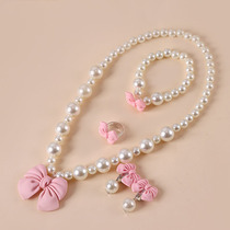 Children Girls Girls Accessories Cute Bow Beads Beads Necklace Bracelet Ring Ear Cuff Decoration