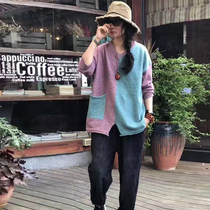 Sweater women loose outside wear small fashion wild literary fan Retro ethnic style thickened autumn and winter base shirt tide