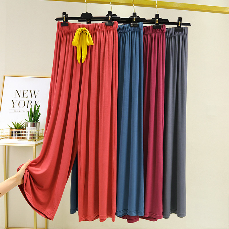 Broadlegged Pants Woman High Waist Pituitary summer thin Modale pants Slim 100 Hitch Casual Pants Loose Straight Barrel Long Pants