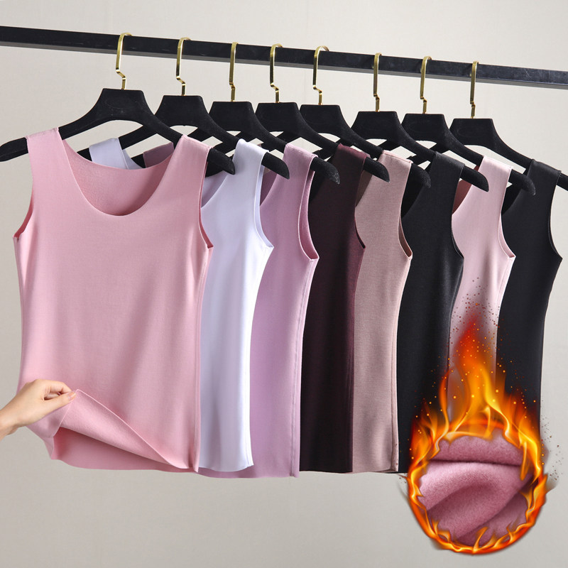 Autumn and winter de Velvet no trace warm vest ladies plus velvet thickened inner wear large size cotton cotton cold sling base shirt