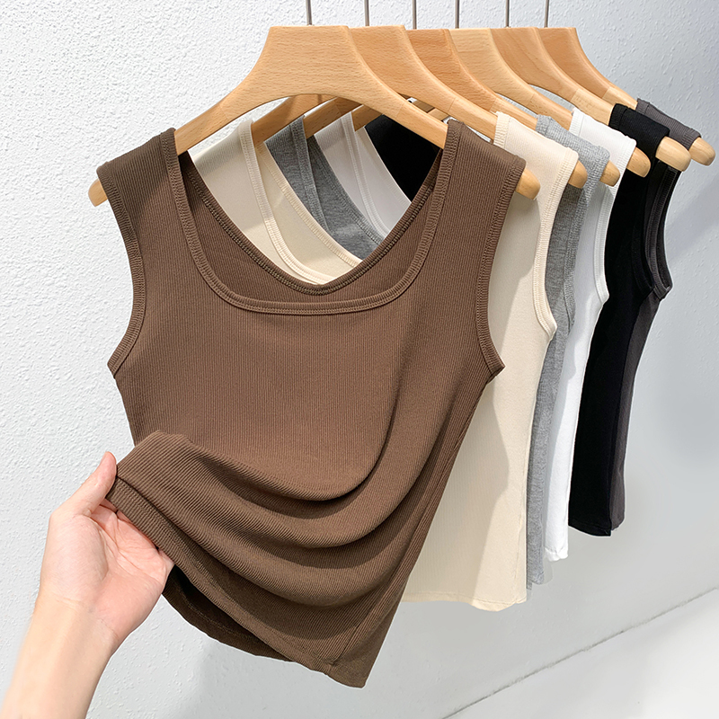 Threaded Square-Neck Camisole for Women, 2026 Summer New Style, Sleeveless, Anti-Exposure, Stylish, Slimming Base Top Threaded Square-Neck Camisole for Women, 2026 Summer New Style, Sleeveless, Anti-Exposure, Stylish, Slimming Base Top