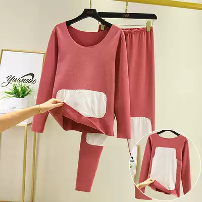 De velvet autumn clothes sanitary pants set women autumn and winter plus velvet thickened long sleeves inside double-sided abrasive self-heating clothing