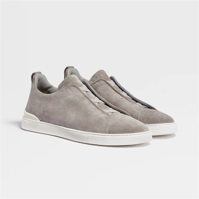 Wu Lei's Same Style 2025 New Low-Top Sneakers, Suede Luxury Casual Sports Shoes, Cross-Elastic Flat-Soled Men's Shoes
