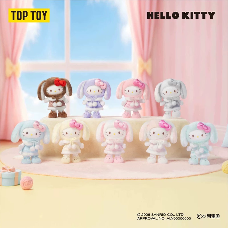 Toptoy Genuine Hellokitty Lop-Eared Rabbit Series Plush Doll Blind Box Cute Hello Kitty Birthday Gift