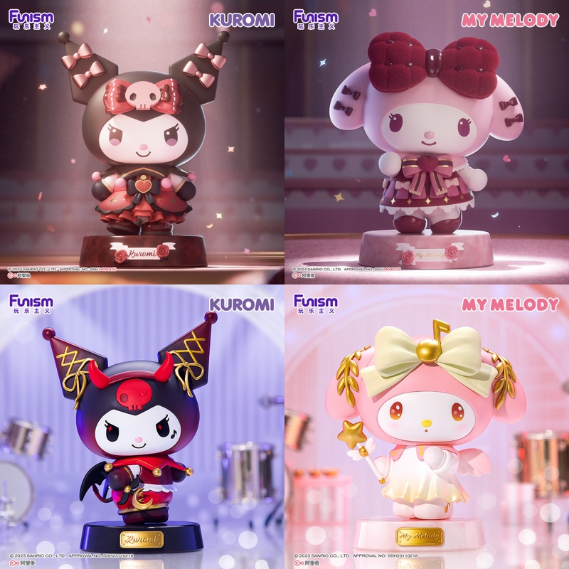 Playful Sanrio Merchandise Kuromi and My Melody Figures Trendy Toys and Decorations as Birthday and New Year Gifts for Girls