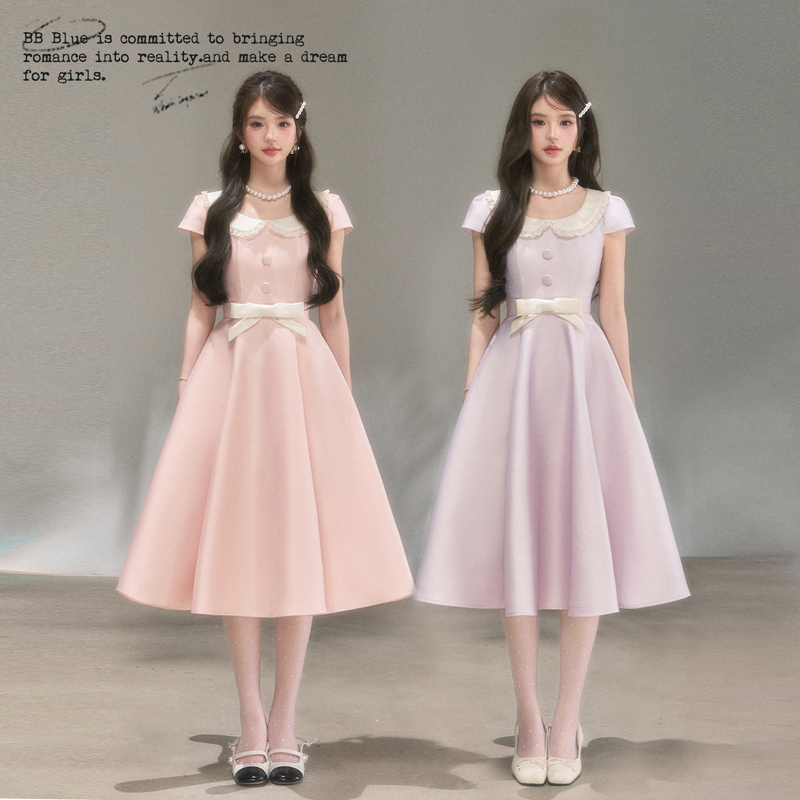 Bbblue Original Design/Antique Princess/Hepburn Style Doll Collar Dress for Women with a High-End Feel, Cinched Waist and Large Skirt Bbblue Original Design/Antique Princess/Hepburn Style Doll Collar Dress for Women with a High-End Feel, Cinched Waist and Large Skirt