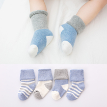 Newborn childrens socks autumn and winter thickened baby socks male and female baby socks 1-3 years old cotton loose mouth 0-3 months