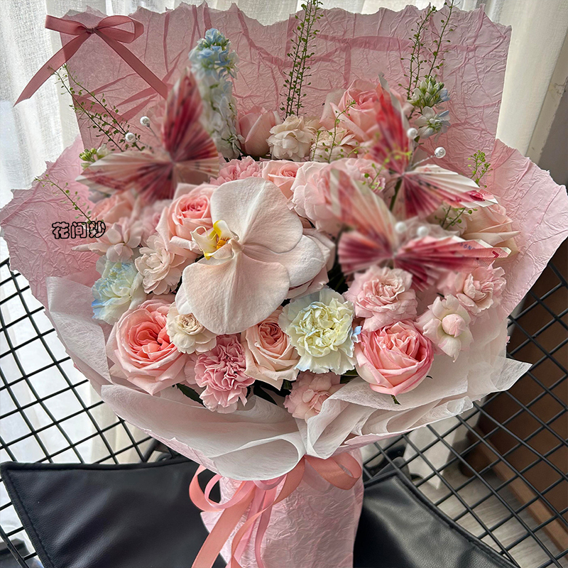 Pink Carnation Roses, Affordable Semi-Finished Bouquets, Mother's Day Gifts for Mom, Elders, Birthday Gifts