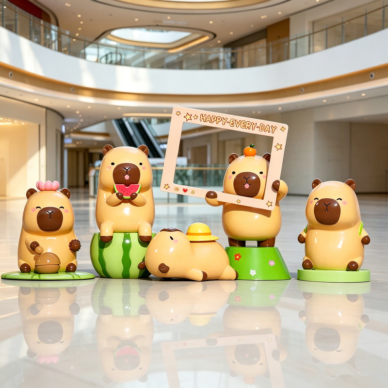 Internet-Famous Capybara Plush Fiberglass Sculpture for Shopping Malls, Stores, Amusement Parks, Kindergartens, Photo Props, and Welcome Decorations Internet-Famous Capybara Plush Fiberglass Sculpture for Shopping Malls, Stores, Amusement Parks, Kindergartens, Photo Props, and Welcome Decorations