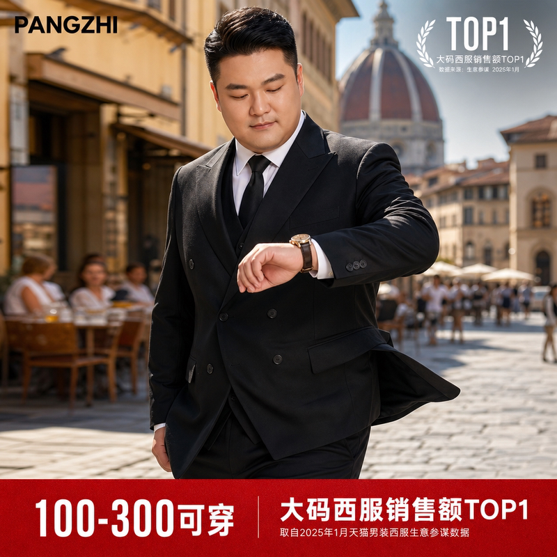 Large Size Double-Breasted Suit Men's Suit Black High-End Business Formal Wear Wedding Groom's Dress Suit Jacket Large Size Double-Breasted Suit Men's Suit Black High-End Business Formal Wear Wedding Groom's Dress Suit Jacket