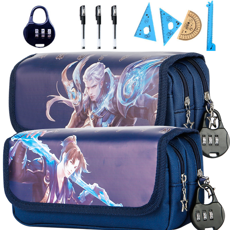 Arctic ocean pencil bag large capacity Korean version simple primary and secondary school students pencil bag password lock stationery bag stationery box pencil case