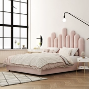 Ins tiếp theo Bảy Hồng Kông-phong cách màn ngủ vải sang trọng đèn đỏ Bắc Âu master bedroom hiện đại nhỏ gọn rửa giường mềm mại giường công chúa - Giường