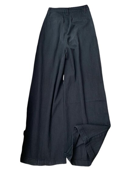 大码女装宽松褶皱纹理黑色牛仔裤秋冬季2025新款显瘦垂感阔腿裤子