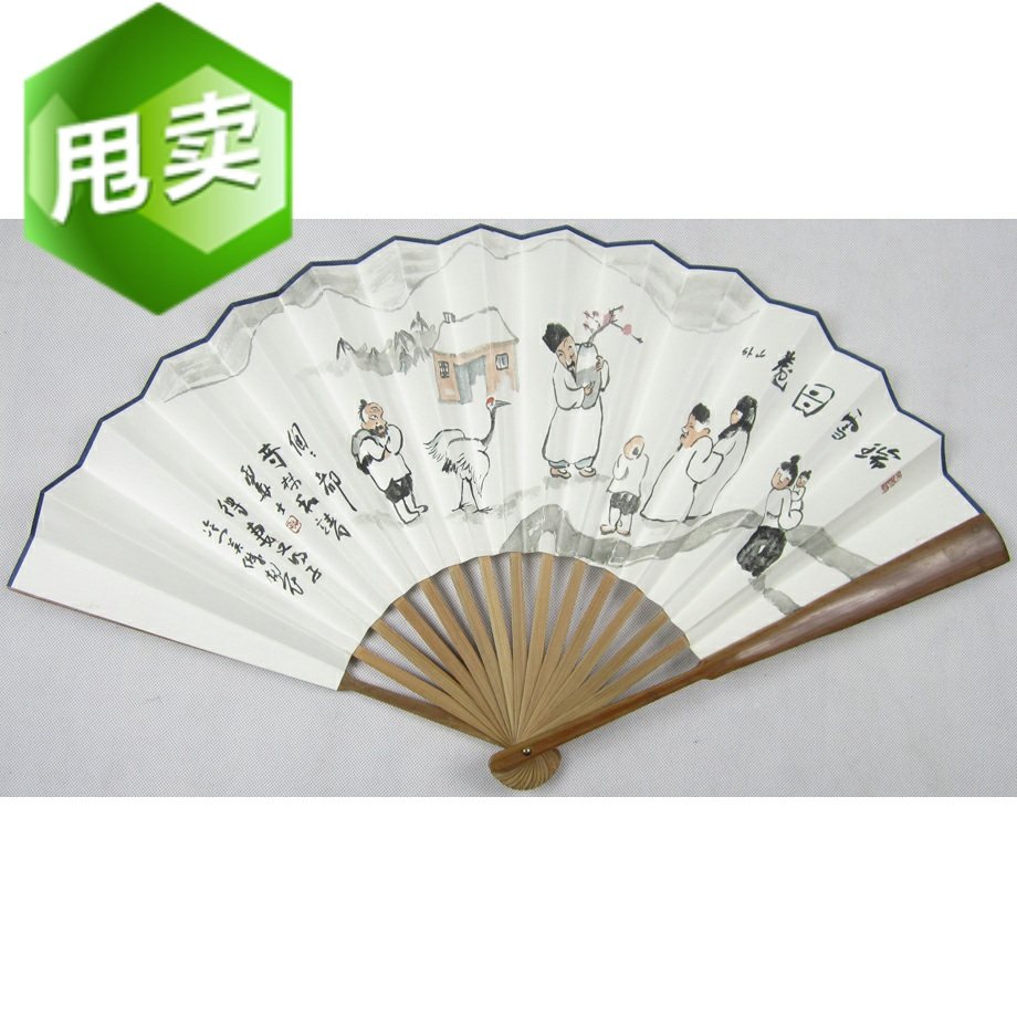 Shandong professional painter Li Yingjie Man painting paper This human figure painting into a fan manuscript is a real handwriting country painting with calligraphy and painting 95-Taobao