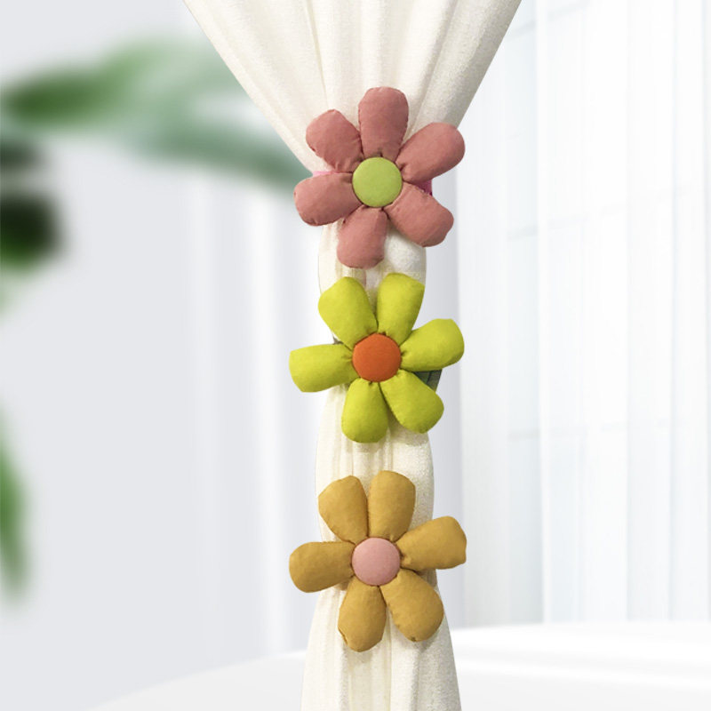 Net red curtain straps small flower tie buckle a pair of cartoon living room light luxury decoration accessories yarn curtain binding rope