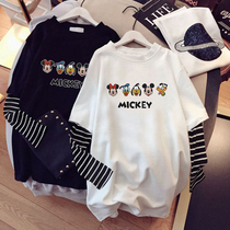 Pregnant women autumn top 2021 new fashion cotton long sleeve Spring and Autumn long loose size T-shirt base shirt