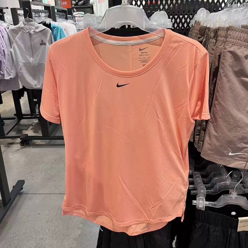 Wenwen Genuine Nike Girls' Small Logo Quick-Drying Breathable Sports Short-Sleeved Casual T-Shirt Dd0639-844