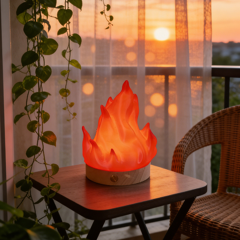Flaming Flame-Shaped Atmosphere Lamp Led Rechargeable Table Lamp Bedroom Living Room Decorative Lamp Warm Light Night Light 3D Printing