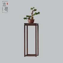  New Chinese style solid wood flower rack Zen flower rack Balcony living room floor shelf Indoor flower pot rack Household flower rack