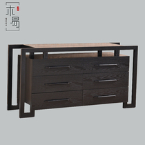  New Chinese entrance cabinet Modern Chinese dining side cabinet Foyer Classical Zen decoration cabinet Living room solid wood locker