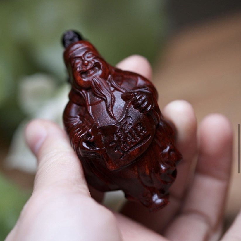 Boutique purple red wood carving Catholic Mailfo Pending Handle to a car rear-view mirror hanging