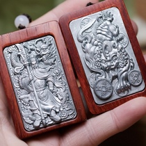 Fine large-leaf rosewood relief inlaid with Guan Gong Cat pendant hand handle piece bag hang safe and uneventful waist brand