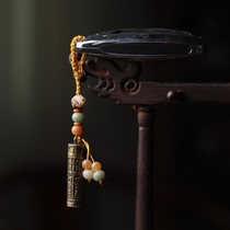 Boutique men and women mantra heart sutra Buddhist language mobile phone chain Tibetan pure brass small pendant car key bag pendant