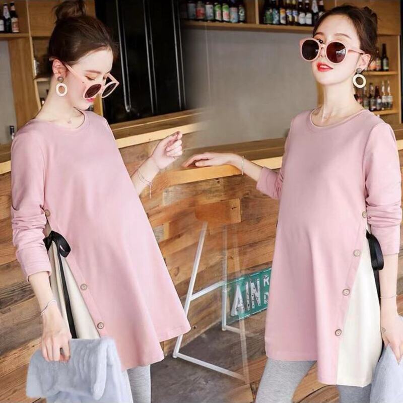 Maternity Wear Spring and Autumn New Maternity Dress Mid-Length Long-Sleeved Top Fashionable Loose Casual Maternity Suit