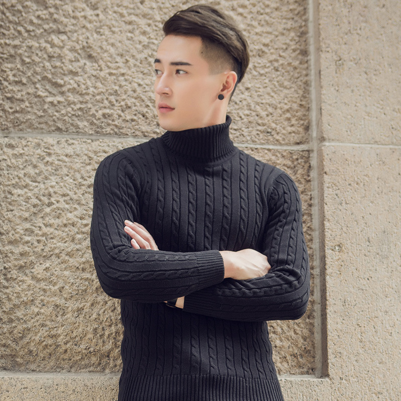 Autumn and Winter Turtleneck Sweater for Men, Korean Style Casual Slim-Fit Wool Sweater, Warm Fleece-Lined Pullover, Men's Knitted Base Layer Autumn and Winter Turtleneck Sweater for Men, Korean Style Casual Slim-Fit Wool Sweater, Warm Fleece-Lined Pullover, Men's Knitted Base Layer