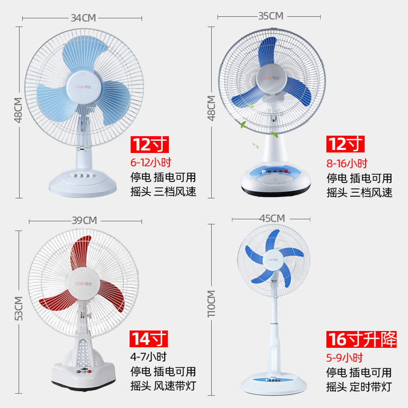 quạt trần vinawind Sạc quạt gió lớn lắc đầu 12 inch 14 inch 16 inch sinh viên pin ký túc xá máy tính để bàn - Quạt điện quạt máy mini