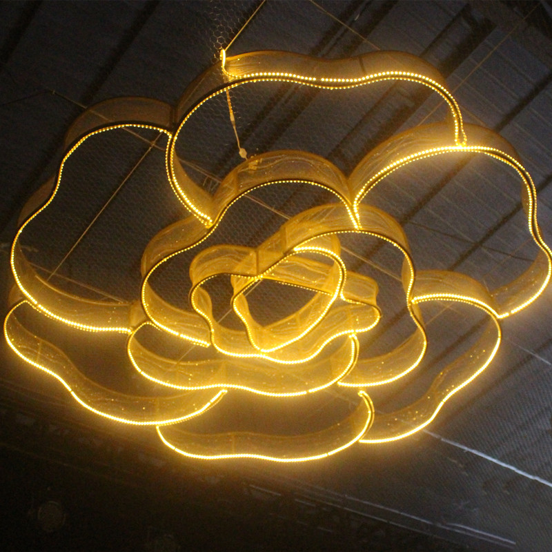 Wedding Hall Props Wedding Hall Event Large Suction Light Ceiling Iron Art Applie Flower Styling Air Decoration Arrangement Pendant