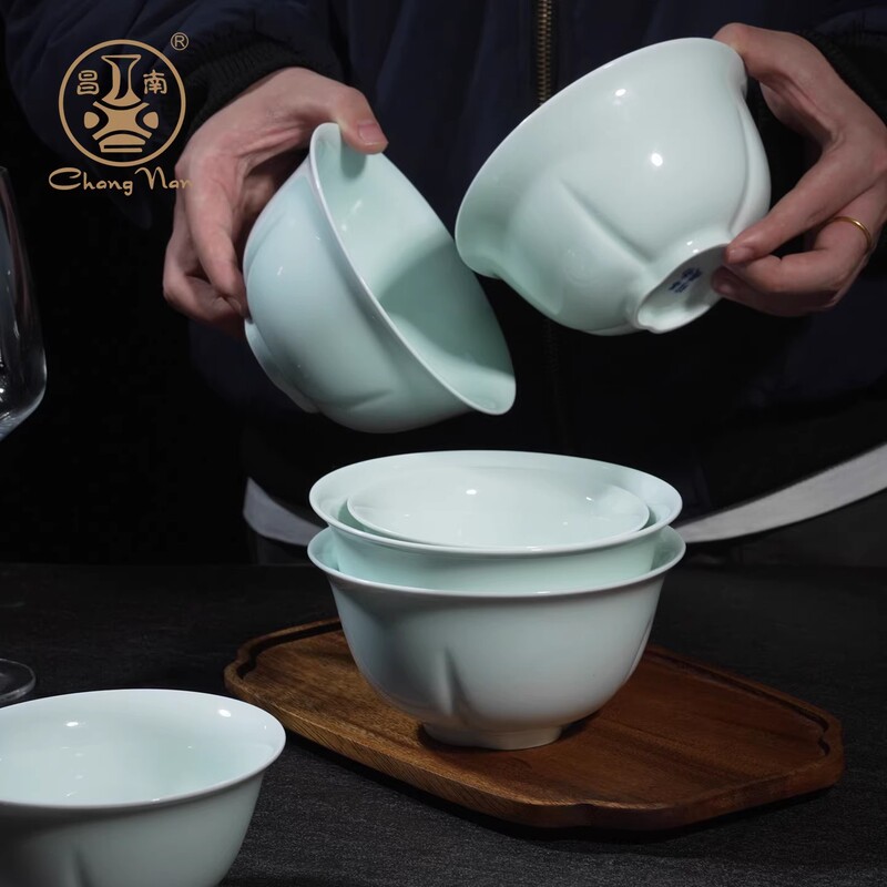 Changnan Jingdezhen 6inch Noodle Bowl, High-End Exquisite Shadow Blue Ceramic Noodle Bowl for Home Use, Personal Use with a Sense of Sophistication