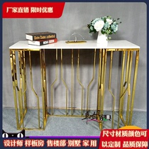 Stainless steel light luxury table entrance living room furniture against the wall partition end scene post modern European marble table table