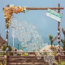 Iron Frame Wedding Wedding Wedding Banquet Iron Art Beach Building Shop Celebrating Brief Elegance Eurostyle Floral Wood Pile Door Romance