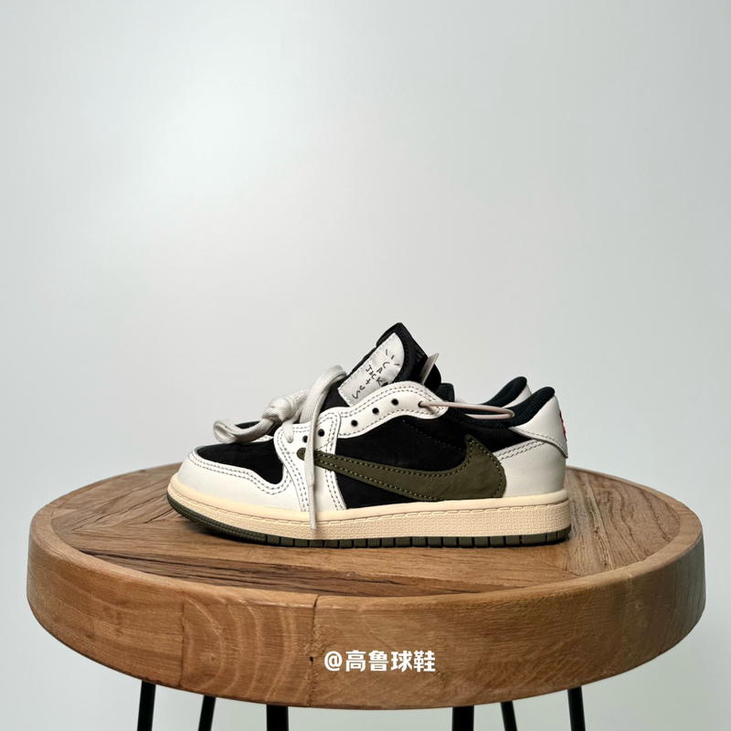 Nike X Travis Scott Aj1 Low White Black Green Low-Top Barbs Baby Shoes Dz5909-106