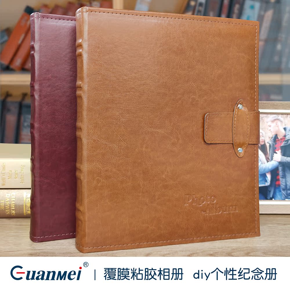 Guangmei factory direct selling leather photo album diy creative gift 10 inch 12 inch 50 lamination self-adhesive photo album customization