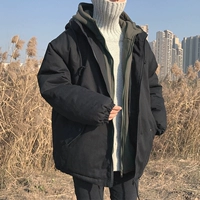 Áo len nam mùa đông dài xu hướng Hàn Quốc áo khoác cotton hip hop 袄 port gió dày bông độn áo gió nam