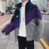 Áo khoác cotton mùa đông nam phiên bản Hàn Quốc phối màu cộng với nhung cotton dày xu hướng quần áo mùa đông lông cừu 2018 mới