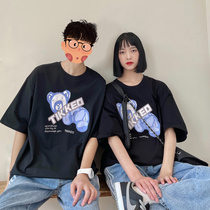 Literary and female shop couple T-shirt 2021 summer new net red niche short sleeve ins Tide brand trend couple clothes