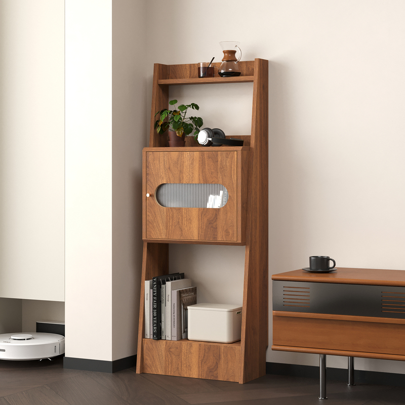 Solid Wood Trapezoidal Bookshelf, Floor-Standing Magazine Rack, Punch-Free Display Rack, Bedside Storage Rack, Living Room Sideboard