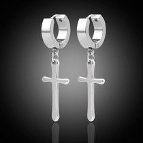Three-dimensional large cross pendant earrings for men and women personality trendsetter earrings Net red Ins earrings Korean version