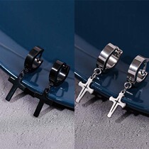 Pendant cross earrings domineering men and women earrings Street titanium steel Japanese and Korean couples ear jewelry 2021 New Men