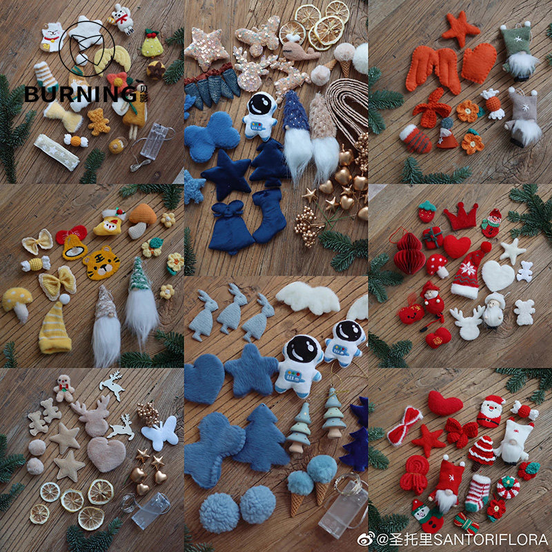 Béphane Christmas Tree Decoration Material Bag Goat Felt Accessories Ball Flower Ring Composition Courtesy Kit Christmas DIY Gift Box Dress