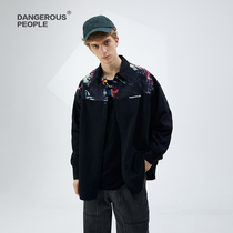 Dangerouspeople Shirk Zhiqiu Dsp Splicing Printing Shirt Country Hip Hop Loose Leisure Couple Shirt